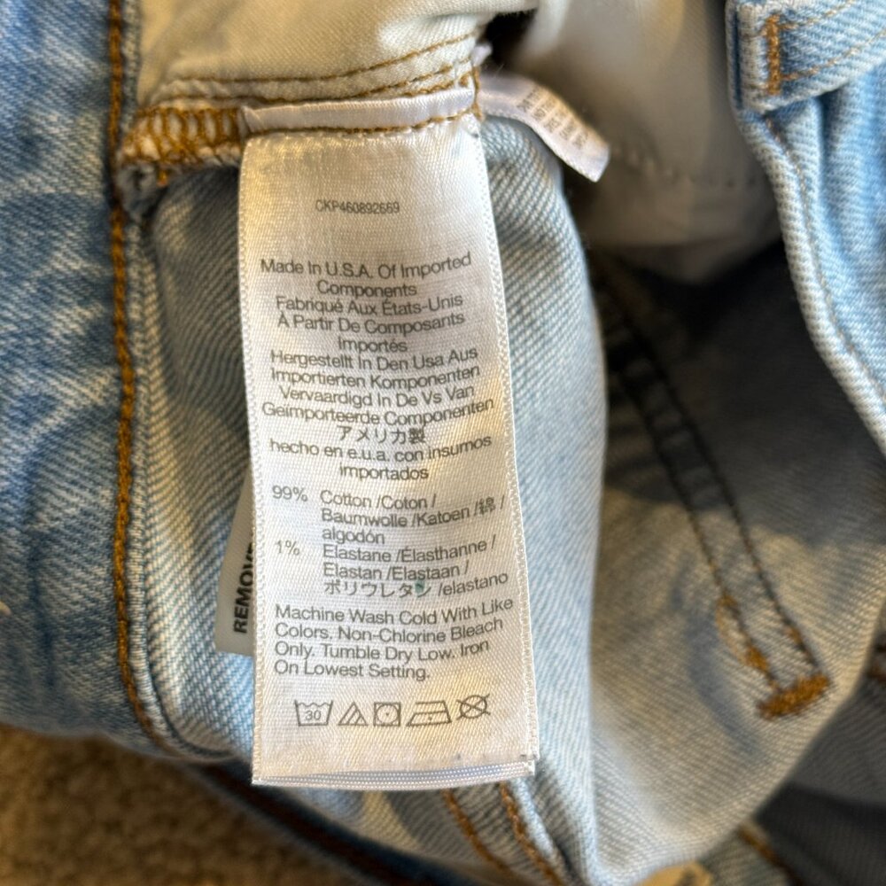Madewell Jean Perfect Vintage Straight Light Wash Knee-Rip High Waist 24 #ND515 - Picture 7 of 16